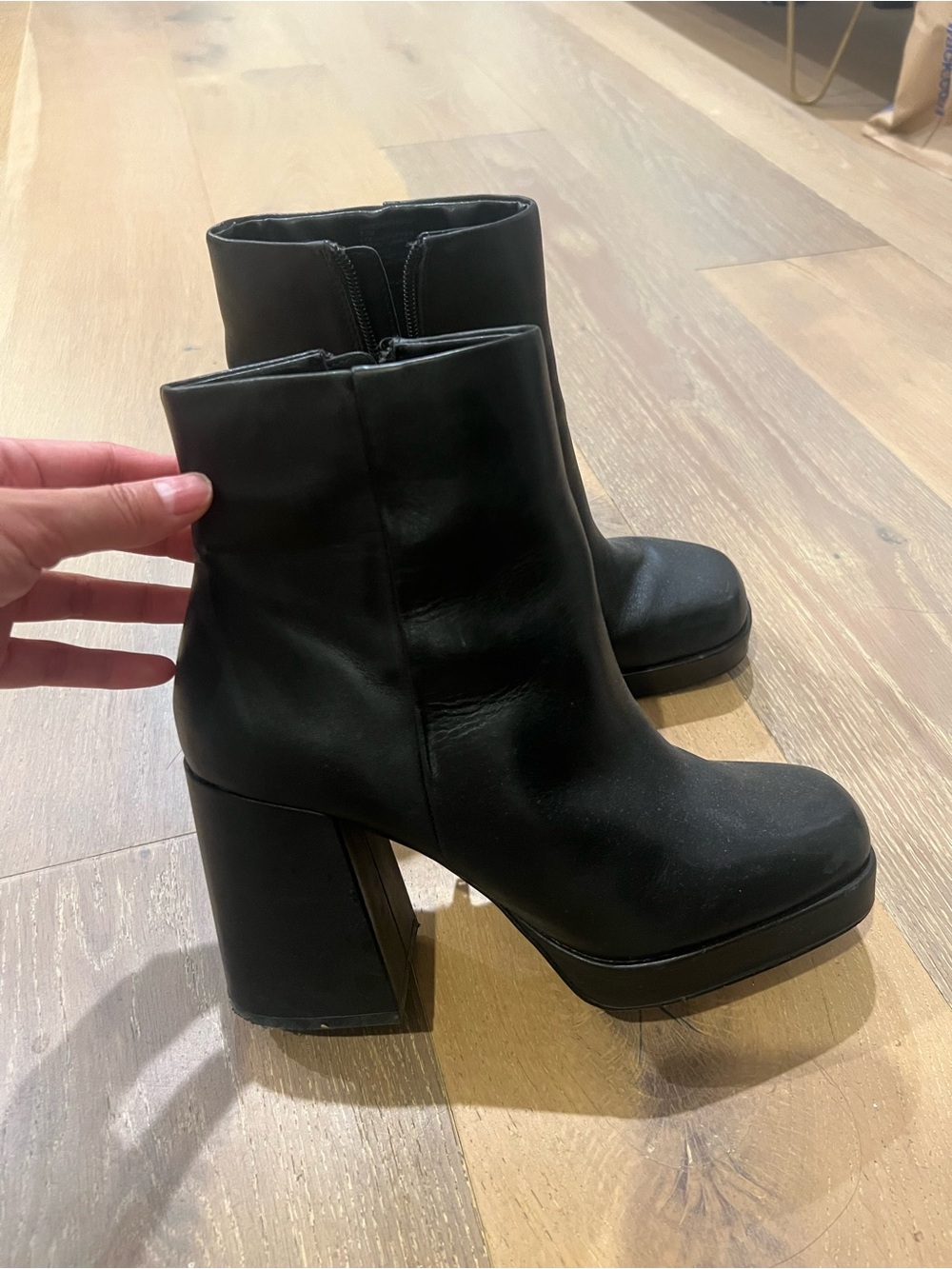 Steve Madden Black Platform Block Heel Ankle Boots